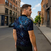 New Zealand New Year-Matariki Zipper Polo Shirt Aotearoa Maori Tattoo Galaxy Sky