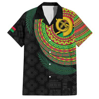 Vanuatu Tribal Tattoo with Namele Leaves Family Matching Long Sleeve Bodycon Dress and Hawaiian Shirt LT03 Dad's Shirt - Short Sleeve Black - Polynesian Pride