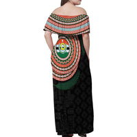 Penama Tribal Tattoo with Namele Leaves Family Matching Off Shoulder Maxi Dress and Hawaiian Shirt LT03 - Polynesian Pride