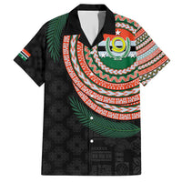 Penama Tribal Tattoo with Namele Leaves Family Matching Short Sleeve Bodycon Dress and Hawaiian Shirt LT03 Dad's Shirt - Short Sleeve Black - Polynesian Pride