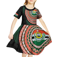 Penama Tribal Tattoo with Namele Leaves Kid Short Sleeve Dress
