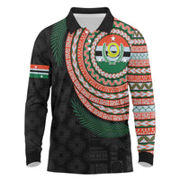 Penama Tribal Tattoo with Namele Leaves Long Sleeve Polo Shirt