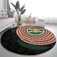 Penama Tribal Tattoo with Namele Leaves Round Carpet