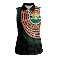 Penama Tribal Tattoo with Namele Leaves Women Sleeveless Polo Shirt