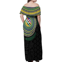 Torba Tribal Tattoo with Namele Leaves Family Matching Off Shoulder Maxi Dress and Hawaiian Shirt LT03 - Polynesian Pride