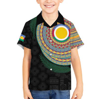 Shefa Tribal Tattoo with Namele Leaves Kid Hawaiian Shirt