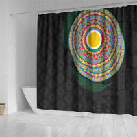 Shefa Tribal Tattoo with Namele Leaves Shower Curtain