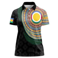 Shefa Tribal Tattoo with Namele Leaves Women Polo Shirt LT03 Female Black - Polynesian Pride