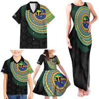 Tafea Tribal Tattoo with Namele Leaves Family Matching Tank Maxi Dress and Hawaiian Shirt LT03 - Polynesian Pride