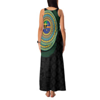 Tafea Tribal Tattoo with Namele Leaves Family Matching Tank Maxi Dress and Hawaiian Shirt LT03 - Polynesian Pride