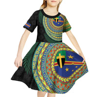 Tafea Tribal Tattoo with Namele Leaves Kid Short Sleeve Dress