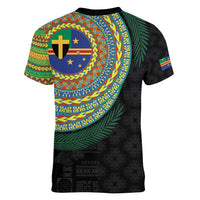 Tafea Tribal Tattoo with Namele Leaves Women V-Neck T-Shirt