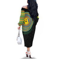 Malampa Tribal Tattoo with Namele Leaves Family Matching Off The Shoulder Long Sleeve Dress and Hawaiian Shirt LT03 - Polynesian Pride