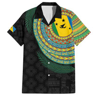 Malampa Tribal Tattoo with Namele Leaves Family Matching Off Shoulder Short Dress and Hawaiian Shirt LT03 Dad's Shirt - Short Sleeve Black - Polynesian Pride