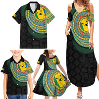 Malampa Tribal Tattoo with Namele Leaves Family Matching Summer Maxi Dress and Hawaiian Shirt LT03 - Polynesian Pride