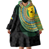 Malampa Tribal Tattoo with Namele Leaves Wearable Blanket Hoodie LT03 - Polynesian Pride