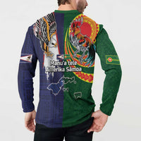 Manuʻa Islands and American Samoa Together Button Sweatshirt Rooster and Eagle Mascot National Map and Flag Style