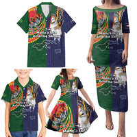 Manuʻa Islands and American Samoa Together Family Matching Puletasi and Hawaiian Shirt Rooster and Eagle Mascot National Map and Flag Style LT03 - Polynesian Pride