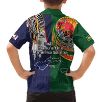 Manuʻa Islands and American Samoa Together Family Matching Tank Maxi Dress and Hawaiian Shirt Rooster and Eagle Mascot National Map and Flag Style LT03 - Polynesian Pride