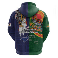 Manuʻa Islands and American Samoa Together Hoodie Rooster and Eagle Mascot National Map and Flag Style