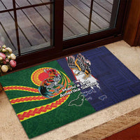 Manuʻa Islands and American Samoa Together Rubber Doormat Rooster and Eagle Mascot National Map and Flag Style