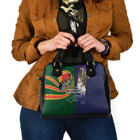 Manuʻa Islands and American Samoa Together Shoulder Handbag Rooster and Eagle Mascot National Map and Flag Style