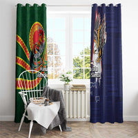 Manuʻa Islands and American Samoa Together Window Curtain Rooster and Eagle Mascot National Map and Flag Style