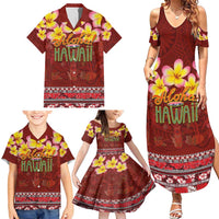 Aloha Plumeria Flowers Family Matching Summer Maxi Dress and Hawaiian Shirt With Hawaiian Style Tapa Tribal LT03 - Polynesian Pride