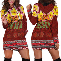 Aloha Plumeria Flowers Hoodie Dress With Hawaiian Style Tapa Tribal LT03 - Polynesian Pride