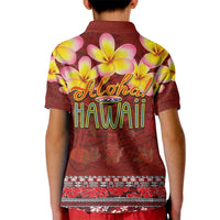 Aloha Plumeria Flowers Kid Polo Shirt With Hawaiian Style Tapa Tribal