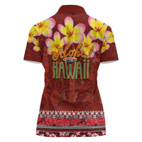 Aloha Plumeria Flowers Women Polo Shirt With Hawaiian Style Tapa Tribal LT03 - Polynesian Pride