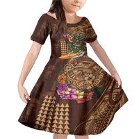 Hawaiian Tiki Mask Surfing Kakau Pattern Family Matching Mermaid Dress and Hawaiian Shirt