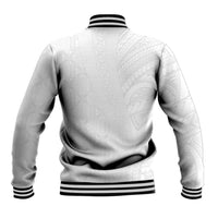 Niue White Sunday Baseball Jacket Hiapo Tribal Art Tattoos - Polynesian Pride