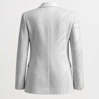 Niue White Sunday Blazer Hiapo Tribal Art Tattoos - Polynesian Pride