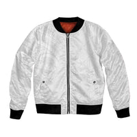 Niue White Sunday Bomber Jacket Hiapo Tribal Art Tattoos LT03 Unisex White - Polynesian Pride