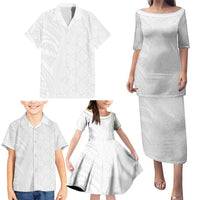 Niue White Sunday Family Matching Puletasi and Hawaiian Shirt Hiapo Tribal Art Tattoos LT03 - Polynesian Pride