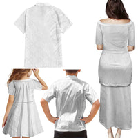 Niue White Sunday Family Matching Puletasi and Hawaiian Shirt Hiapo Tribal Art Tattoos LT03 - Polynesian Pride