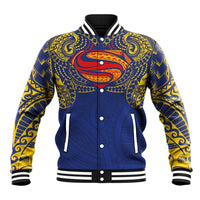 Super Samoan Traditional Tribal Art Tattoos Baseball Jacket Blue Color - Polynesian Pride