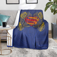 Super Samoan Traditional Tribal Art Tattoos Blanket Blue Color - Polynesian Pride