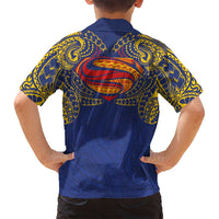 Super Samoan Traditional Tribal Art Tattoos Family Matching Tank Maxi Dress and Hawaiian Shirt Blue Color LT03 - Polynesian Pride