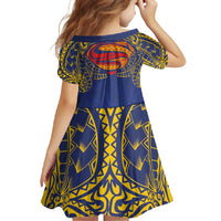 Super Samoan Traditional Tribal Art Tattoos Family Matching Tank Maxi Dress and Hawaiian Shirt Blue Color LT03 - Polynesian Pride