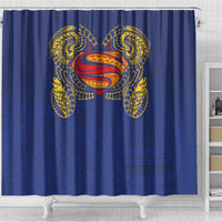 Super Samoan Traditional Tribal Art Tattoos Shower Curtain Blue Color LT03 - Polynesian Pride