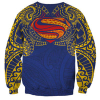 Super Samoan Traditional Tribal Art Tattoos Sweatshirt Blue Color - Polynesian Pride