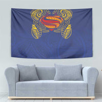 Super Samoan Traditional Tribal Art Tattoos Tapestry Blue Color - Polynesian Pride