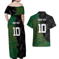 Custom Aotearoa South Africa Rugby Freedom Cup Couples Matching Off Shoulder Maxi Dress and Hawaiian Shirt Kiwi Warriors Haka with King Protea Symbol LT03 - Polynesian Pride