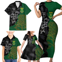 Custom Aotearoa South Africa Rugby Freedom Cup Family Matching Short Sleeve Bodycon Dress and Hawaiian Shirt Kiwi Warriors Haka with King Protea Symbol LT03 - Polynesian Pride
