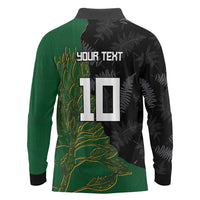 Custom Aotearoa South Africa Rugby Freedom Cup Long Sleeve Polo Shirt Kiwi Warriors Haka with King Protea Symbol - Polynesian Pride