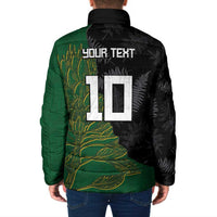 Custom Aotearoa South Africa Rugby Freedom Cup Padded Jacket Kiwi Warriors Haka with King Protea Symbol - Polynesian Pride