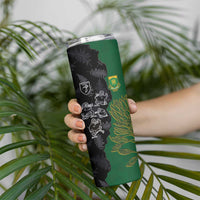 Custom Aotearoa South Africa Rugby Freedom Cup Skinny Tumbler Kiwi Warriors Haka with King Protea Symbol LT03 - Polynesian Pride