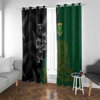 Aotearoa South Africa Rugby Freedom Cup Window Curtain Kiwi Warriors Haka with King Protea Symbol - Polynesian Pride